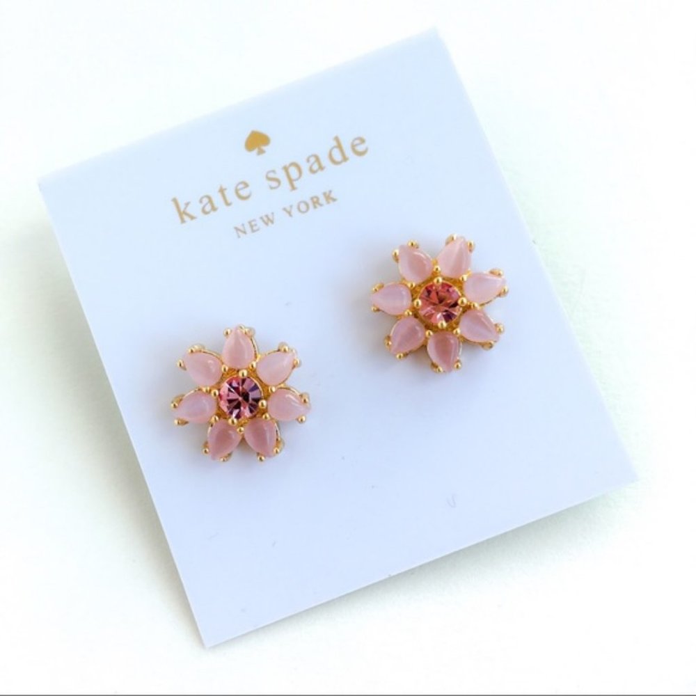 kate spade pink stone crystal daisy earrings floral cute plant flower botanic
